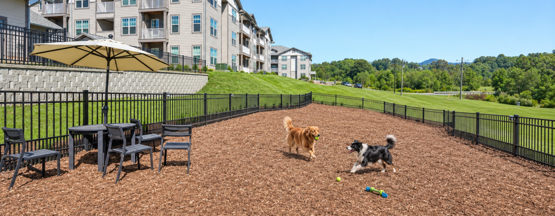 bring your fur friends down to play in the gated dog park